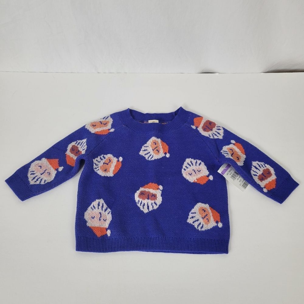 Tucker + Tate Santa Face Blue Cotton Sweater Size 6m